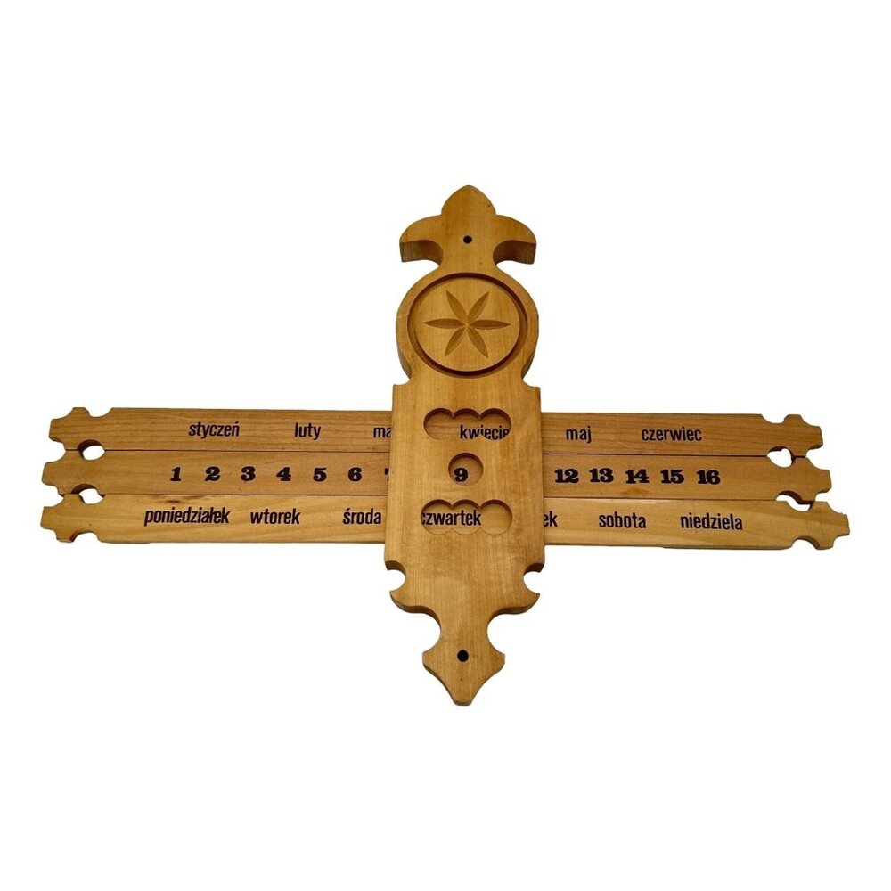 Perpetual‎ Calendar Polish Wood Carpentry Handmade Poland Month Day Date